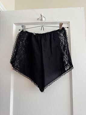 Black Lace-Trim Women's Sleep Shorts